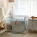 Paturica bebe din satin si velur cu pilota Elefant albastru (5)